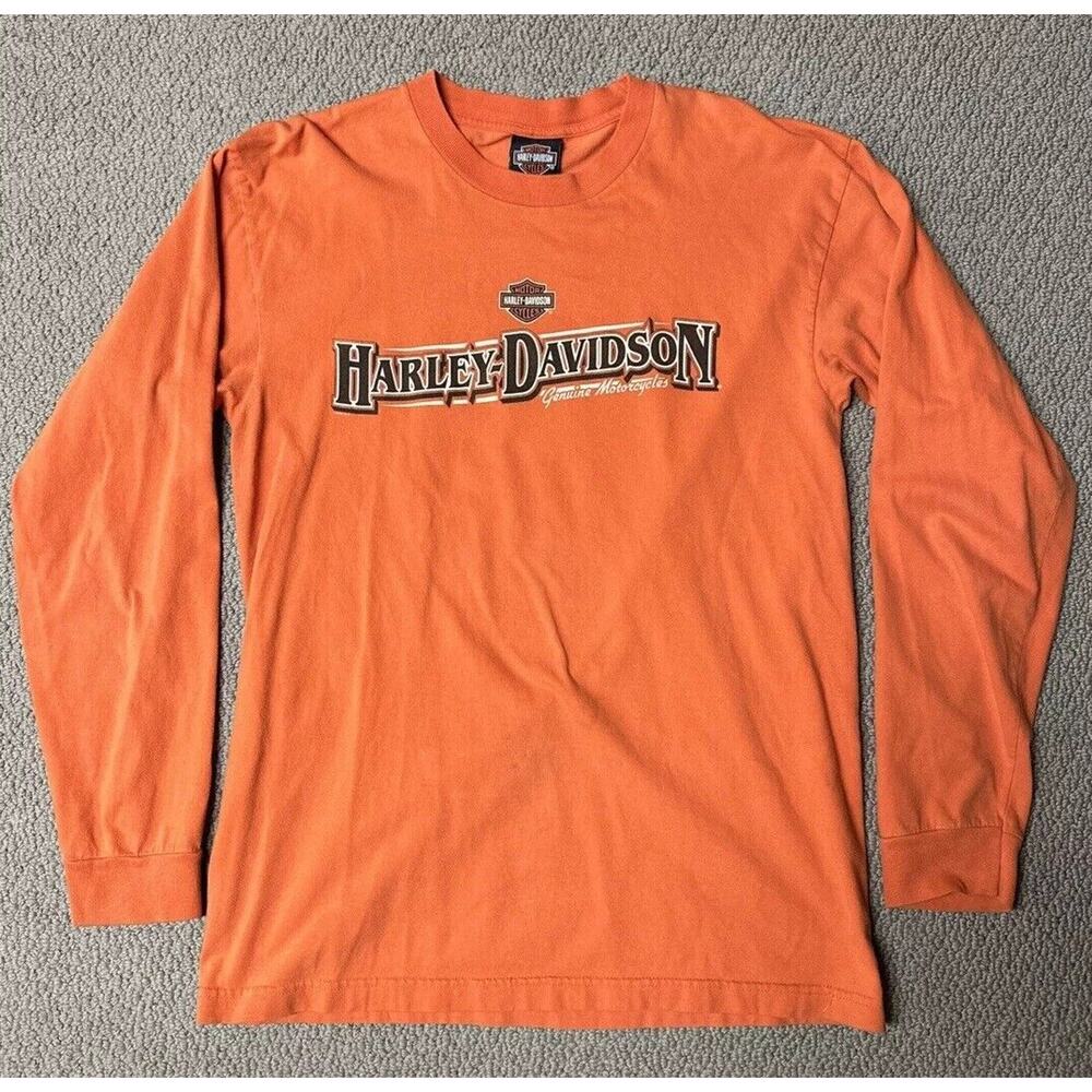 Vintage Harley Davidson Long Sleeve Shirt Adult L San Diego California Orange